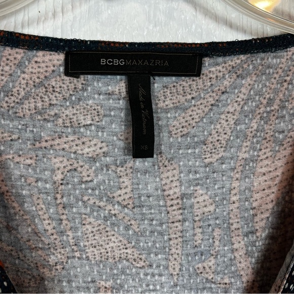 BCBGMAXAZRIA Navy Blue White and Bronze Orange Romper XS - Picture 3 of 11